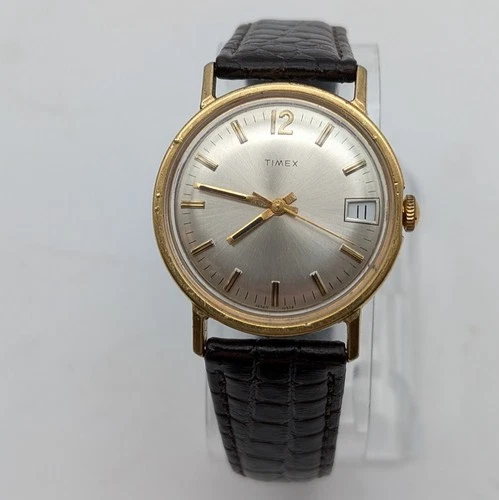 1978 Timex Mercury Calendar 16560-10578 M25 Manual Wind Date Watch 35mm Runs