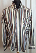 Lacoste Striped Long Sleeve Shirt Button Down Smart Casual Retro Large A3916