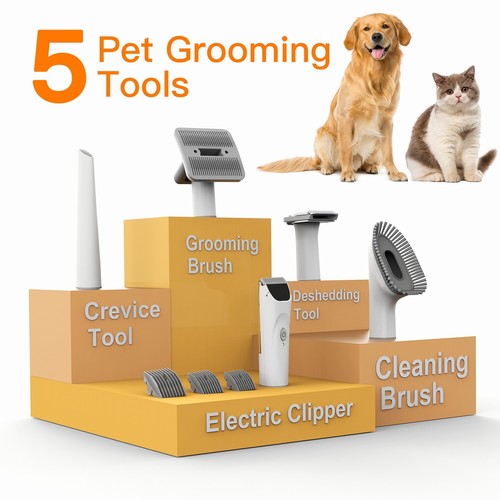 AIRROBO PG100 Pet Grooming Vacuum with 5 Grooming Tools, 12000Pa Suction Power - Picture 9 of 12