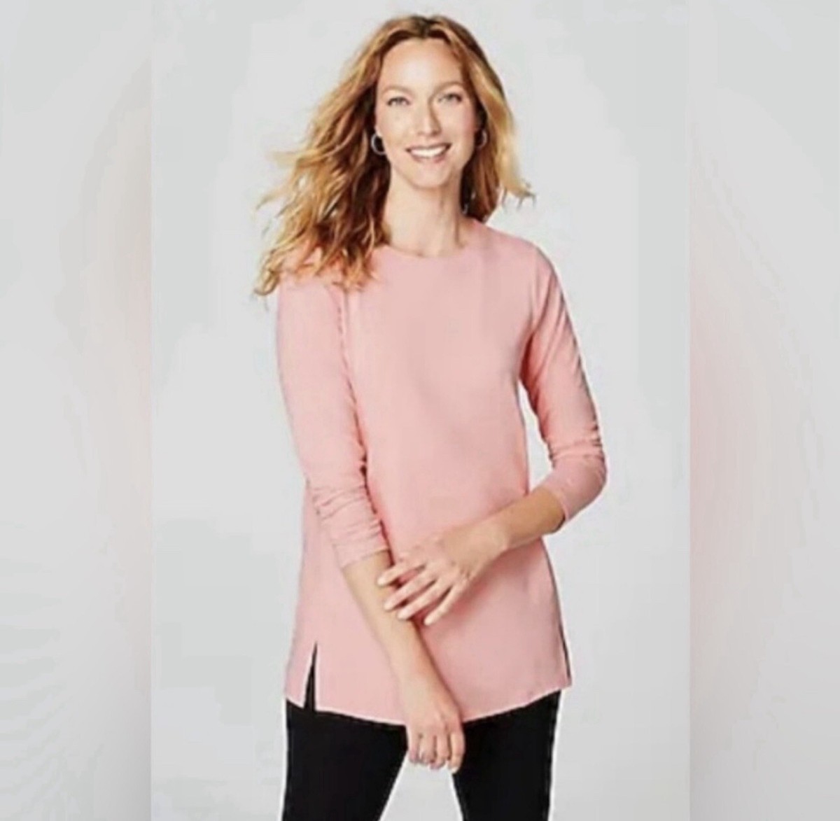 Jill Luxe Supima Forward Seam Tunic Pink Size XS Petite - Main Image