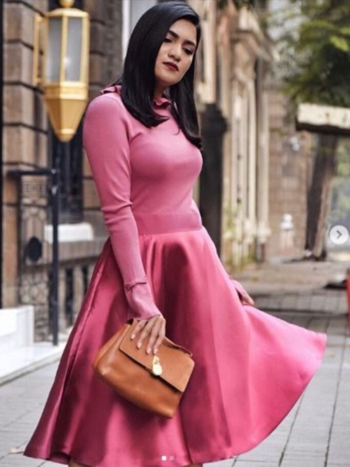 Ted Baker Pink Zadi Knitted Frill Full Skirt Dress size 3/Uk12