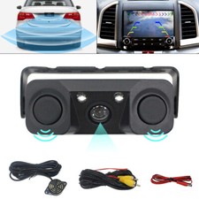 170 Degree 3 IN 1 Video Parking Sensor Car Reverse Backup Rear View Camera Black