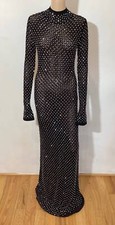 DAVID KOMA CRYSTAL EMBROIDERED KNIT GOWN sz LARGE
