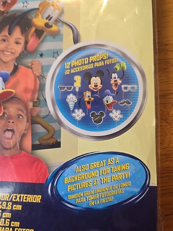 Disney Mickey Mouse Scene Setter + 12 Prop Happy Birthday Party Wall Decoration  - Image 4 of 4