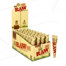 RAW Organic Pre-Rolled Cones King Size 3 Cones per Pack | 32 Packs per Display