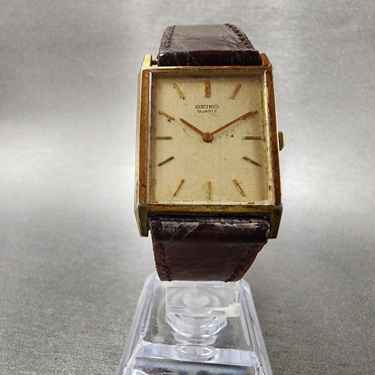 Seiko Tank Watch Men 25mm Champagne Dial Gold Tone Rectangle