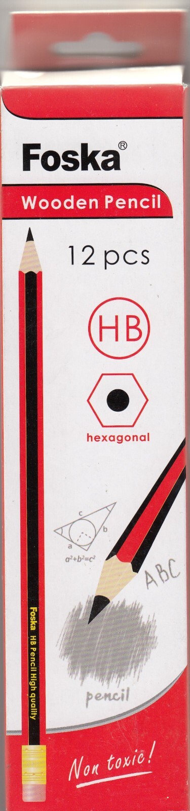 Pack of 12 Sharpened Wooden HB Pencils With Eraser