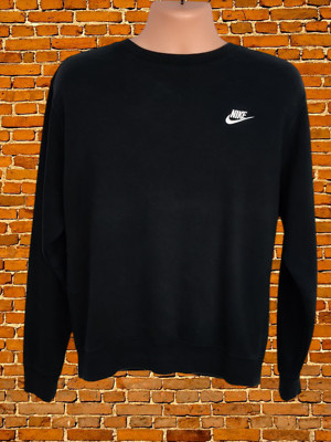 NIKE SCHWARZ SWEATSHIRT PULLOVER MEDIUM BAUMWOLLE HERREN CREW PULLI ACTIVE SPORT 