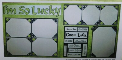 Scrapbook Layout Page Kit 12x12-- 2 Page Layout I'M SO LUCKY | eBay
