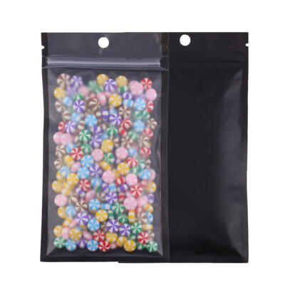 100pc Matte Clear & Black Zip Seal Bags w/ Hang Hole 4x7in (Free 2-Day Shipping)