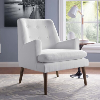 Modway Leisure Upholstered Lounge Chair in White