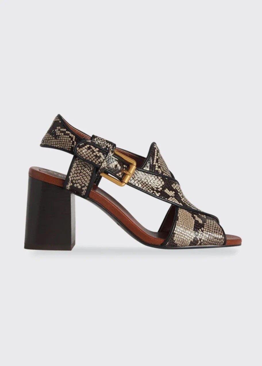 SEE BY CHLOÉ Hella Python-Print Heel Sandals - image 7