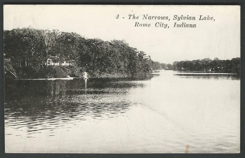 ROME CITY INDIANA Sylvian Lake RPPC Real Photo 1934 RPO CANCEL