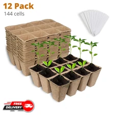 144 Cells Seed Starting Trays Peat Pots for Seedlings Seed Starter Tray 12 Pack