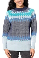 Denim & Co. Signature Fair Isle Mock Neck Sweater Navy