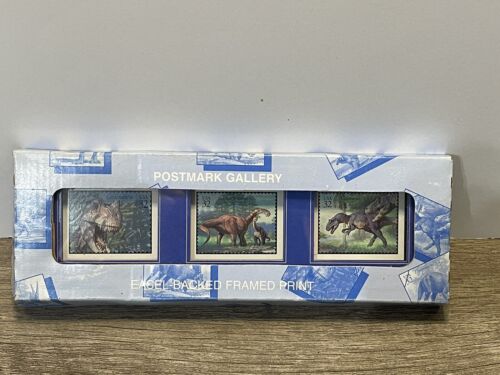 Briefmarkengalerie Sammlerstück gerahmter Stempeldruck: Die Welt der Dinosaurier Markenzeichen - Bild 1 von 5