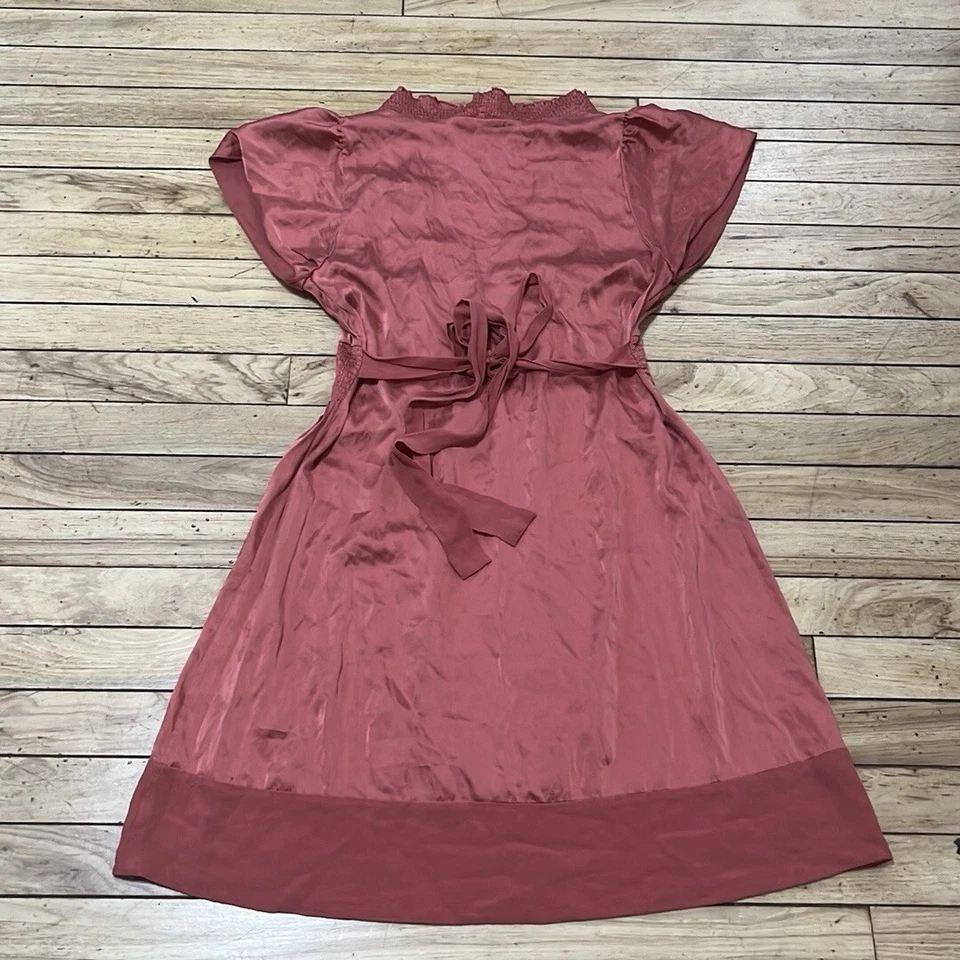 BCBG MAXAZRIA Blusa Vestido Mujer XS Rosa Seda Claro Babydoll Túnica Vestido Cuello en V Foto 2 de 4