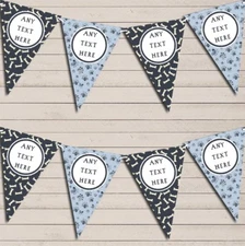 Dog Paws And Bones Blue Personalised Children's Birthday Bunting