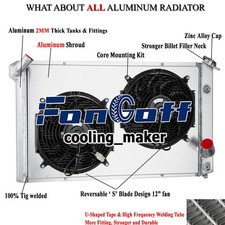 2-row Radiator Shroud Fan For 1973-1976 74 Chevy Corvette Stingray C3 5.7 7.4l