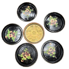 VTG Hand Painted Floral Coaster Metal Contract Bridge Score Calculator Wheel