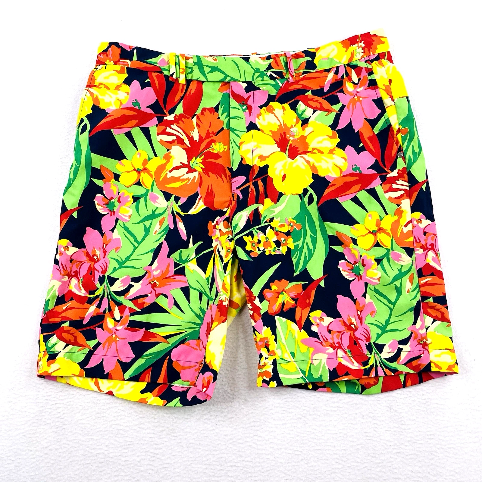 RLX Polo Ralph Lauren Golf Shorts Men 38 Floral Tropical Loud Print 10" Inseam