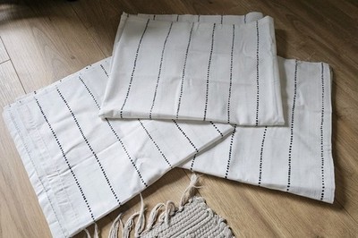 Stoffpaket IKEA Stoffreste 3 Stück weiß Vorhang Kissen etc. Bastler Skandi Hygge