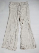 Caslon Linen Blend Drawstring Wide Leg Pants Women  s M Off White