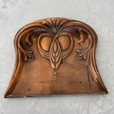 VINTAGE ART NOUVEAU STYLE EMBOSSED COPPER CRUMB CATCHER - Image 1 of 2