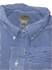 L.L. Bean Traditional Fit Long Sleeve Button Down Blue/White Checkered Shirt