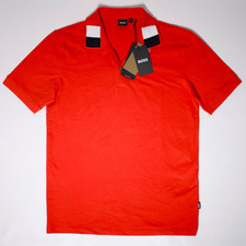 NWT Hugo Boss Black Label Orange-Red Penrose 51 Short Sleeve Polo Shirt Men Sz L