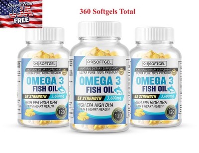 360 Omega 3 Fish Oil Capsules High Strength 8060mg EPA & DHA, Highest Potency US
