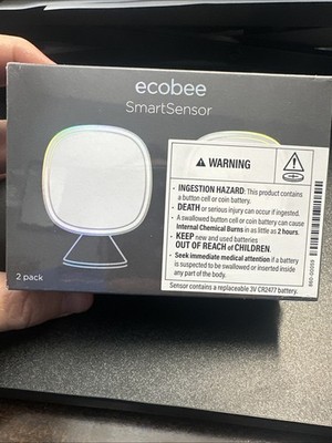 ecobee SmartSensor Room Temperature Sensors - White, Pack of 2 (EB-RSHM2PK-01)