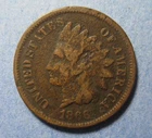 1866/6 Overdate Indian Cent (Snow-2) – Cool Variety. Corroded  !