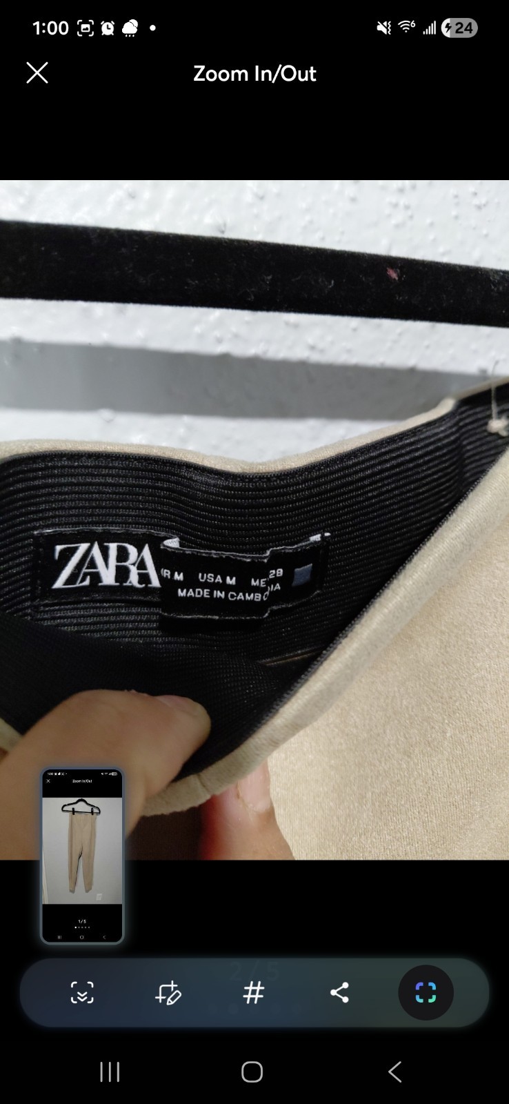 ZARA Women's Beige Solid Flat Front Plain Pattern… - image 2