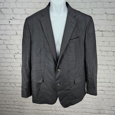 Stafford Grey 100 Wool 2 Button Single Vented Notch Blazer Sport Coat 46R