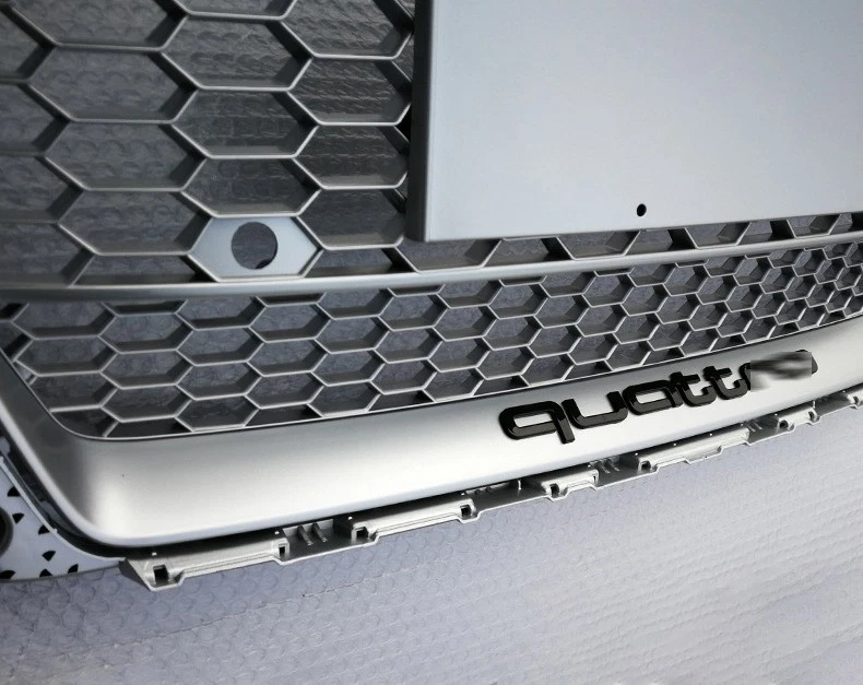 Para Audi TT TTS 2015-2018 TTRS Estilo Anillo Plateado Panal Parachoques Delantero Parrilla Foto 3 de 3