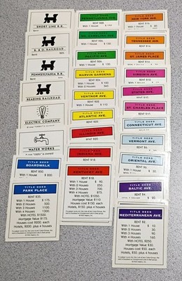 MONOPOLY Game ~ Deed Replacement Cards Pieces Parts ~ You Pick ~ EXCELLENT