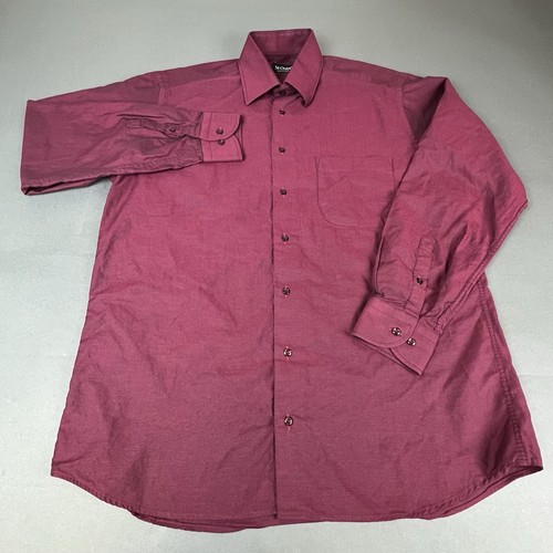 St. Croix Button Shirt Men Size Large Red Solid Long Sleeve Made in Italy