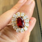925 Sterling Silver Ring 6x4mm Natural Rhodolite Garnet Zircon Flower Handmade — photo 3