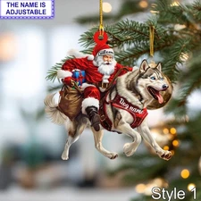Santa Riding Siberian Husky Christmas Ornament – Funny Dog Lover Tree