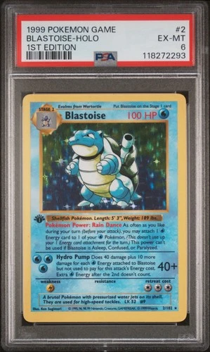 Pokemon Blastoise Base Set Shadowless 1st Edition Holo Rare #2 PSA 6
