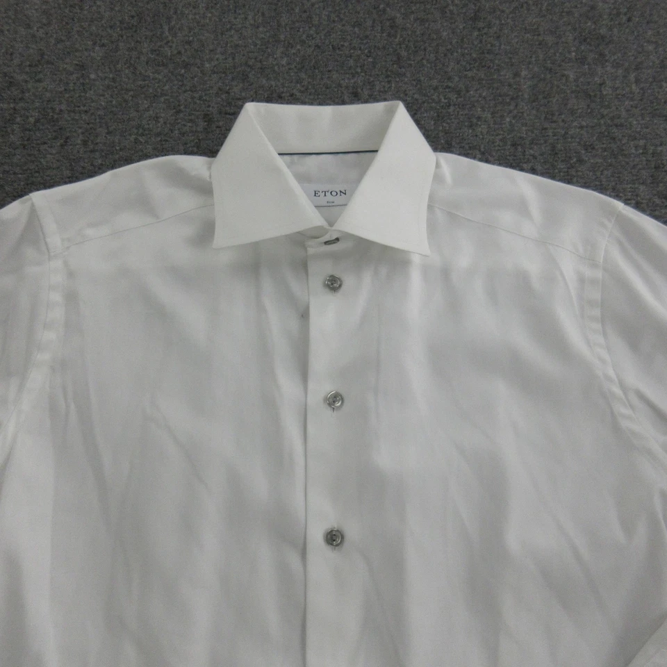 Eton 衬衫男式 15 38 白色签名斜纹修身连衣裙展领 — 第 2/4 张图片