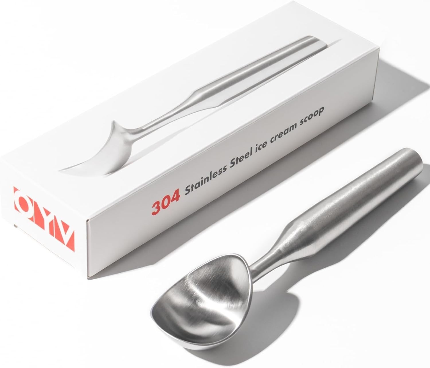 Stainless Steel Ice Cream Scoop - Heavy Duty Scooper with Silver