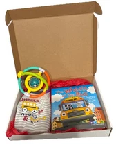 The Wheels on the Bus with Sydney and Skyler Book, 3/6 Months Bodysuit & Toy Box
