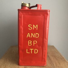 Vintage SM & BP LTD Red & Yellow 2 Gallon Petrol Can With Shell Brass Cap Valor