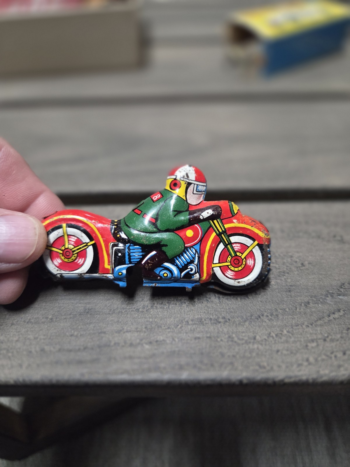 Tin Metal Motorcycle Friction Toy Great Condition Litho Tin Japan