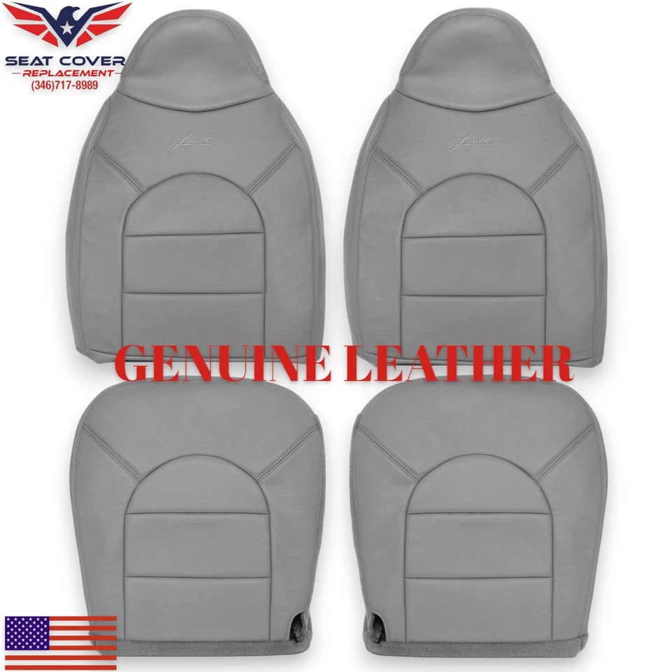 Fundas de asiento completas para Ford F250 Lariat Super Duty 1998-2000 gris cuero genuino Foto 3 de 4