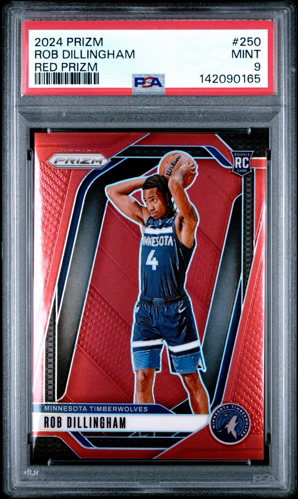 2024-25 Panini Prizm Rob Dillingham #250 Red 108/299 Rookie RC PSA 9 Mint