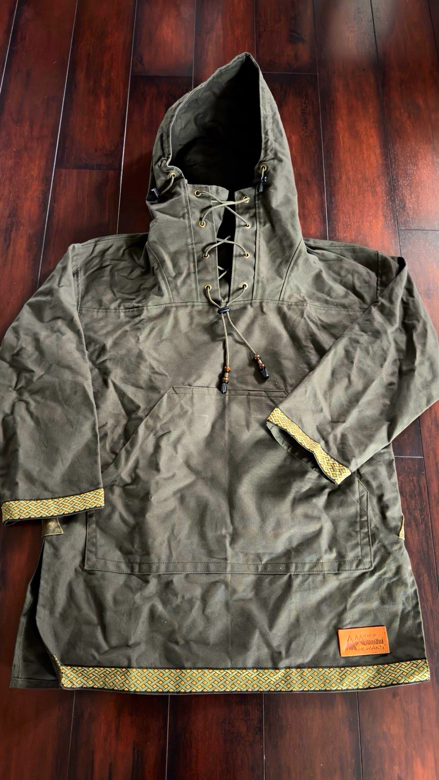 Boreal Mountain Anoraks Men’s Green Hooded Lace-Up Cotton Canvas Anorak M image 1