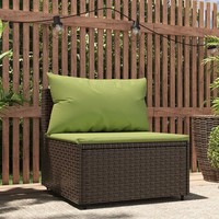 Garten Mittelsofa Mit Kissen Poly Rattan Braun Terrasse Balkon